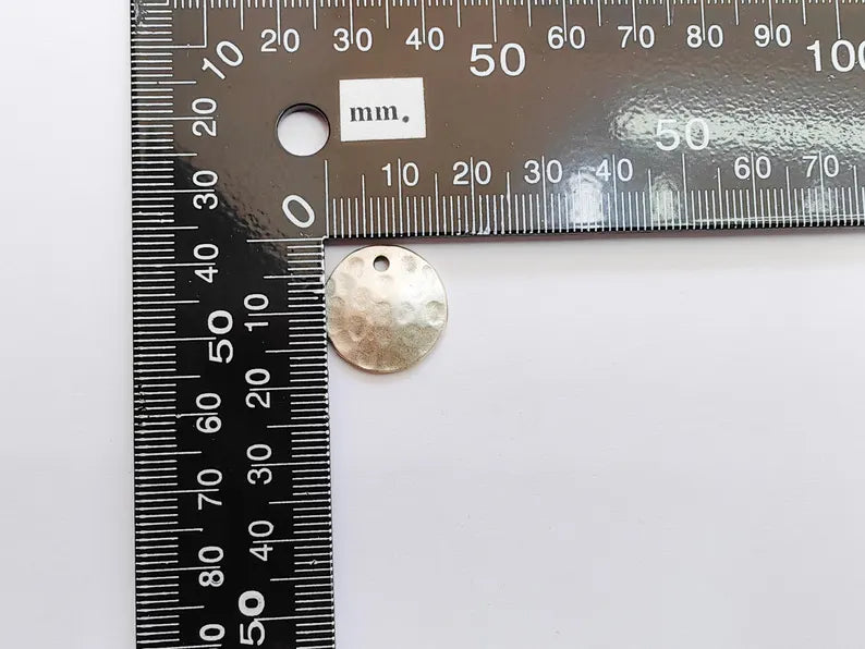 4 Silver Hammered Charms, Boho Charms, Dangle Charms, Earring Charms, Silver Pendant, Necklace Parts, Antique Silver Plated (17mm) G37122