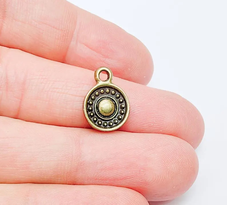 4 Minimalist Boho Charm, Vintage Style Charms, Earring Charms, Dangle Pendant, Necklace Parts, Antique Bronze Plated Zamac 16x11mm G37128