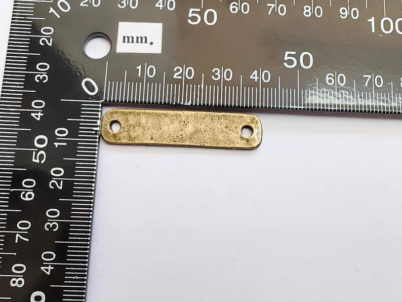 Hammered Rectangle Connector Charm Antique Bronze Plated Charms (42x9 mm) G37129