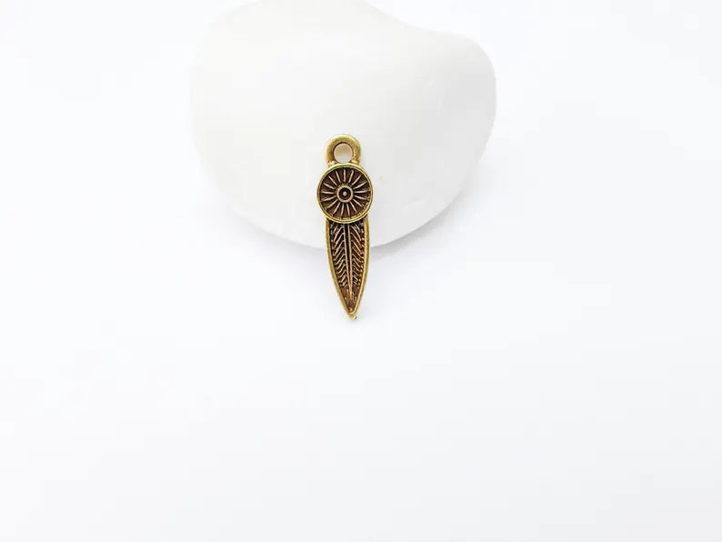 5 Boho Charm, Vintage Style Charms, Earring Charms, Minimalist Dangle Pendant, Necklace Parts, Antique Bronze Plated 26x7mm G37140