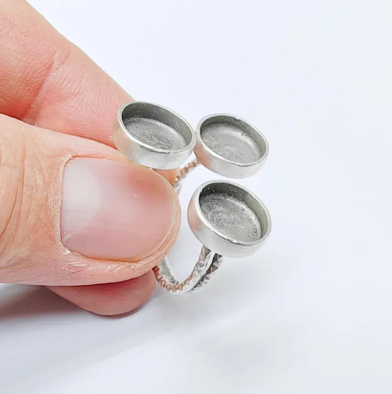 Stainless Steel Ring Blanks 16pcs DIY Blank Dome Ring Making Kit