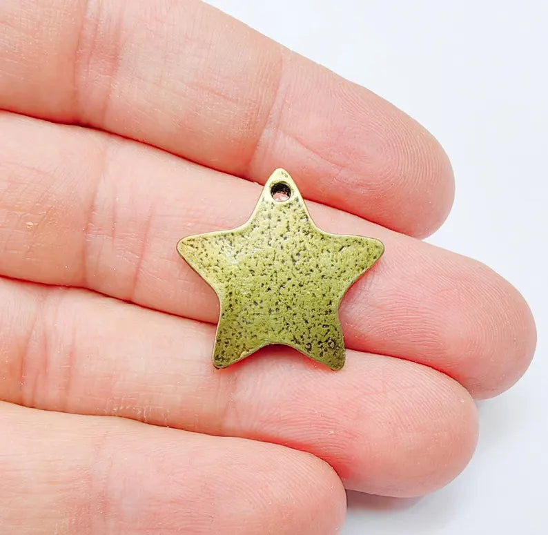 2 Star Charms Antique Bronze Plated Charms (26x24mm) G37097