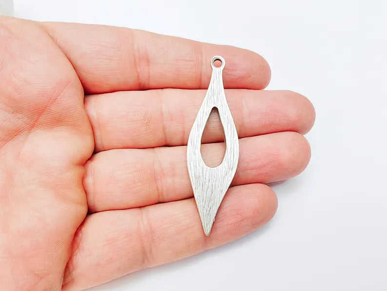 Boho Dangle Charm, Moon Pendant with Crescent and Circle Symbols, Spiritual Necklace Component, Antique Silver Plated 60x17mm G37103