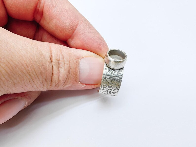 Round Ring Blank Setting, Cabochon Mounting, Resin Ring Base Bezels, Inlay Ring Mosaic Bezel Cup, Adjustable Antique Silver Ring 8mm G37114