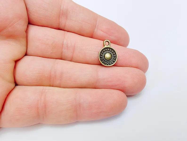 4 Minimalist Boho Charm, Vintage Style Charms, Earring Charms, Dangle Pendant, Necklace Parts, Antique Bronze Plated Zamac 16x11mm G37128