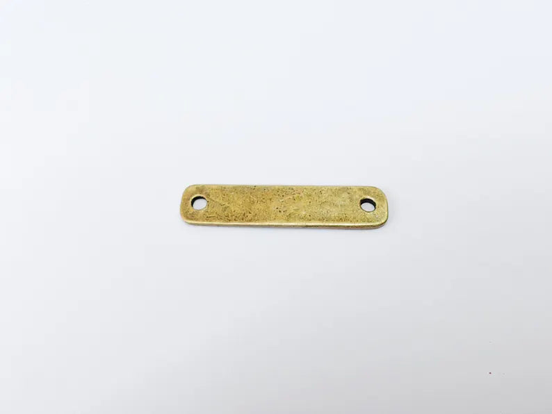 Hammered Rectangle Connector Charm Antique Bronze Plated Charms (42x9 mm) G37129