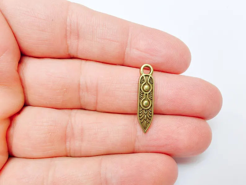 4 Boho Charm, Vintage Style Charms, Earring Charms, Minimalist Dangle Pendant, Necklace Parts, Antique Bronze Plated 25x5mm G37136