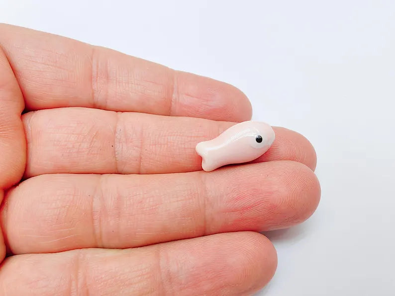 Porcelain Fish Beads, Ceramic Fish Beads, Pink 2 Beads for Jewelry Making, Cute Fish Beads for DIY Crafts and Accessories 19x10mm G37137