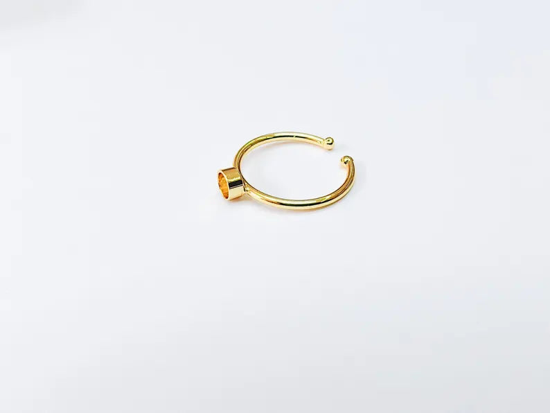 Round Ring Blank Setting, Tiny Cabochon Mounting, Resin Ring Base, Inlay Ring Bezel Cup, Adjustable Shiny Gold Plated Brass 4mm G37152