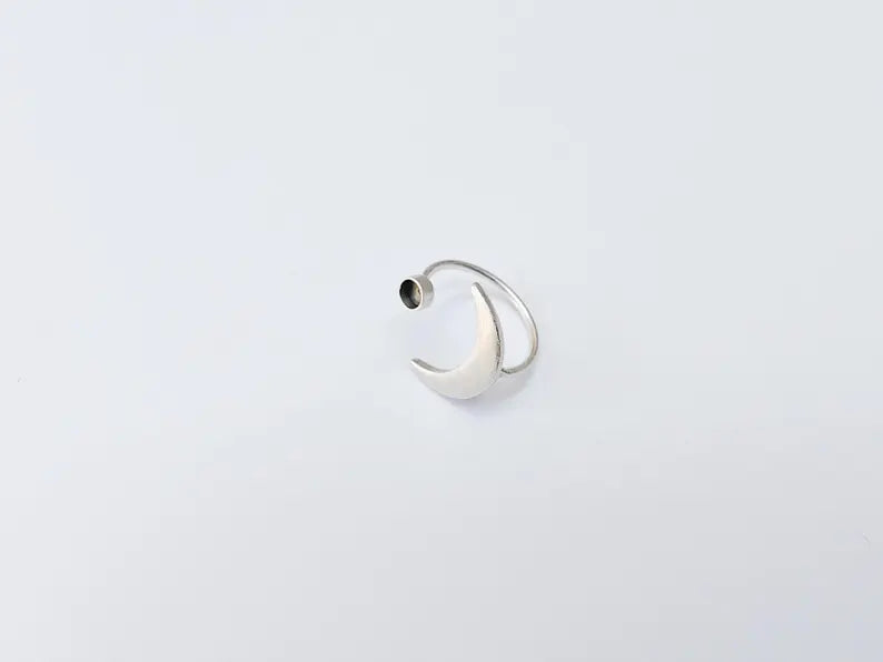 Crescent Ring Settings, Moon Ring Bezels, Resin Blanks, Cabochon Frames Bases, Mosaic Mountings, Antique Silver Plated Brass (4mm) G37169