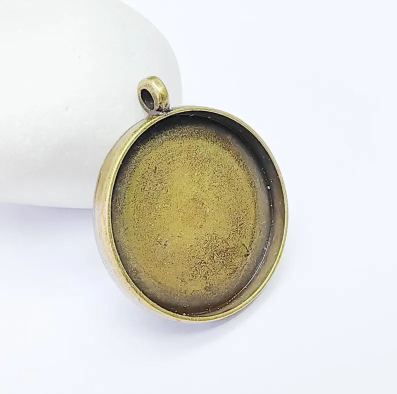 Round Pendant Blanks, Resin Bezel Bases, Mosaic Mountings, Dry flower Frame, Polymer Clay base, Antique Bronze Plated (18mm) G34243 (Copy)