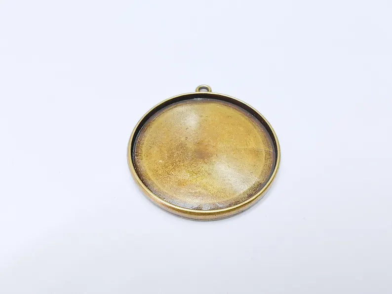 Large Round Pendant Blanks, Resin Bezel Bases, Mosaic Mountings, Dry flower Frame, Polymer Clay base, Antique Bronze Plated 50 mm G37252