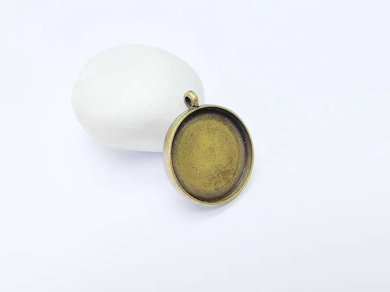 Round Pendant Blanks, Resin Bezel Bases, Mosaic Mountings, Dry flower Frame, Polymer Clay base, Antique Bronze Plated (18mm) G34243 (Copy)