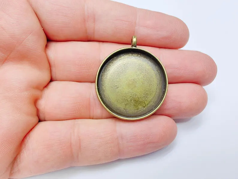 Round Pendant Blanks, Resin Bezel Bases, Mosaic Mountings, Dry flower Frame, Polymer Clay base, Antique Bronze Plated (18mm) G34243 (Copy)