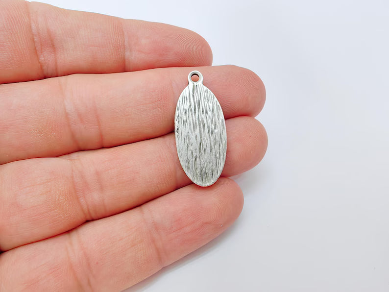 Sunflower Pendant Charm, Oval Floral Pendant, Antique Silver Plated Jewelry Making, 30x13mm G37389