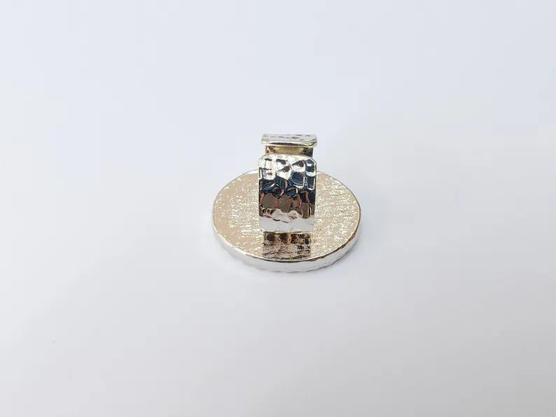 Adjustable Ring Base with 30x22mm Oval Bezel, Shiny Silver Plated Brass and Zamac, Nickel Free Lead Free, G37424