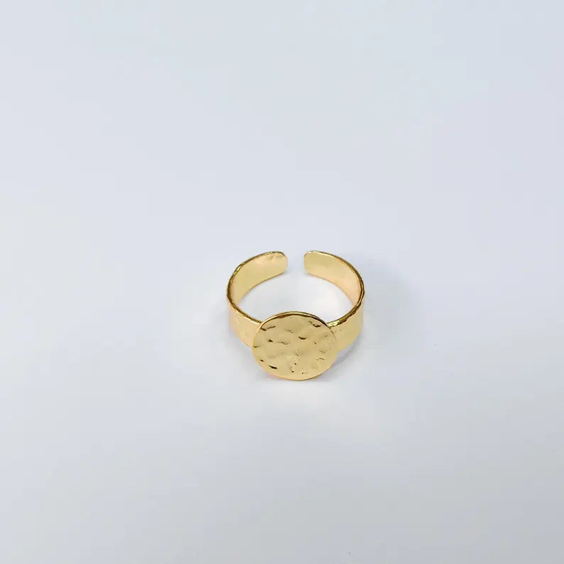 Adjustable Ring Base with 10mm Round Blank, 24k Shiny Gold Plated, Nickel Free Lead Free, Jewelry Making Supplies, G37427