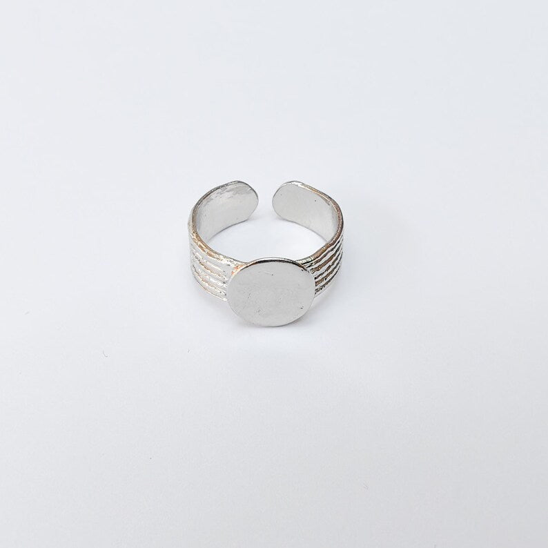 Adjustable Ring Base with 10mm Round Blank, Shiny Silver Plated Brass, Nickel Free Lead Free, Jewelry Making Supplies, G37442
