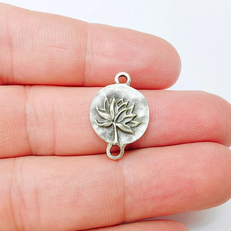 4 Lotus Flower Connector Charm, 22x14mm Antique Silver Plated Zamac, Nickel Free Lead Free, Jewelry Making Supplies, G37459