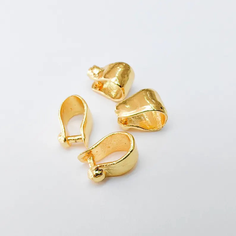 Bail Connector, 24k Shiny Gold Plated Brass, Nickel Free Lead Free, Jewelry Pendant Making Supplies, G37472