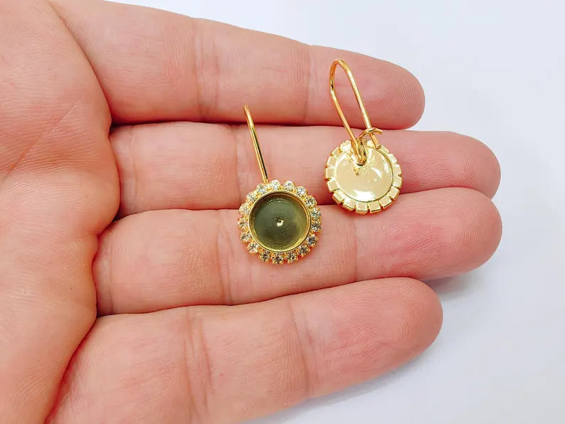 Crystal Hook Earrings with 10mm Bezel, 24k Gold Plated Drop Settings, DIY Jewelry Making, G37400