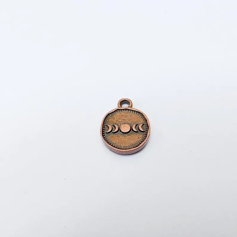 4 Moon Phases Pendant Charm, 16x13mm Double Sided Antique Copper Plated Zamac, Nickel Free Lead Free, Jewelry Making Supplies, G37510