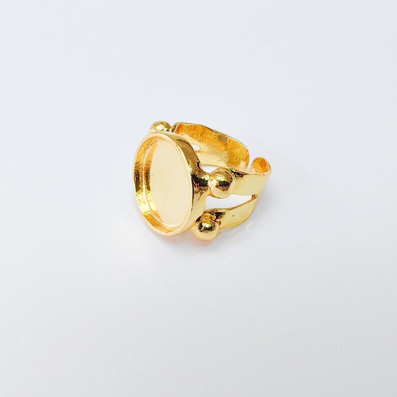 Adjustable Ring Base with 16mm Bezel, Shiny Gold Plated Brass, Nickel Free Lead Free, Jewelry Making Supplies, G37423
