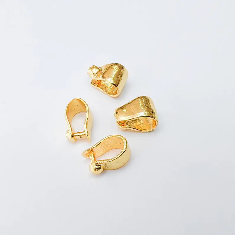 Bail Connector, 24k Shiny Gold Plated Brass, Nickel Free Lead Free, Jewelry Pendant Making Supplies, G37472
