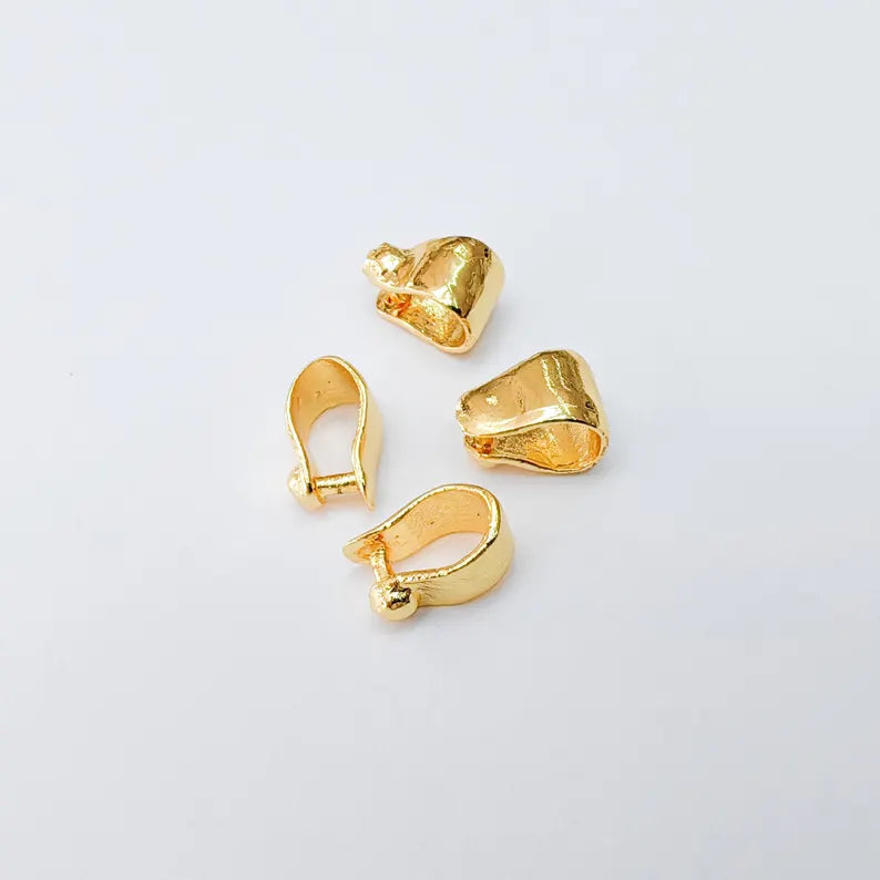 Bail Connector, 24k Shiny Gold Plated Brass, Nickel Free Lead Free, Jewelry Pendant Making Supplies, G37472
