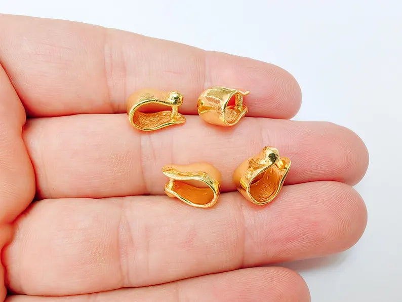 Bail Connector, 24k Shiny Gold Plated Brass, Nickel Free Lead Free, Jewelry Pendant Making Supplies, G37472