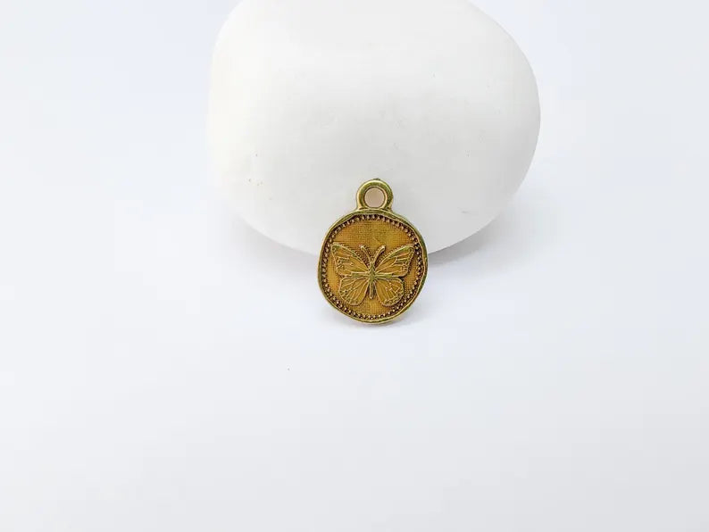 4 Butterfly Charm, Double Sided Pendant, Boho Jewelry Making Supplies, Antique Bronze Plated, 16x12mm G37476