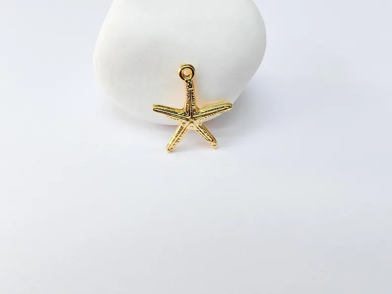 4 Starfish Charm Pendant 20x18mm, 24k Shiny Gold Nickel Free Zamak Ocean Jewelry Supply G37534