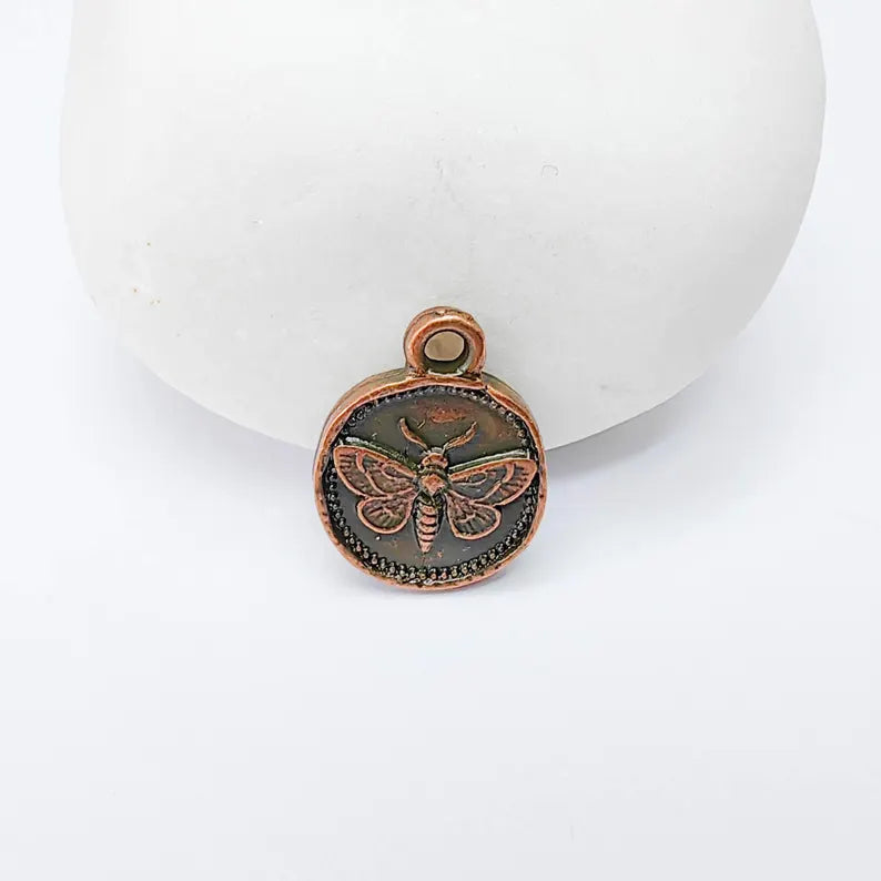 4 Moth Charm Pendant 16x13mm, Double Sided Insect Jewelry Supply, Antique Copper Plated Zamak Pendant, Nickel Free Lead Free G37552