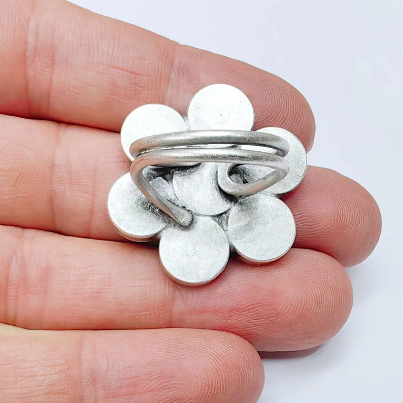 Multi Bezel Ring Base, Adjustable Flower Setting, 10mm Round Cabochon Holder G37557