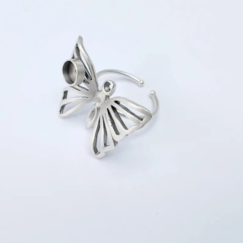 Butterfly Adjustable Ring with 6mm Bezel, Brass Nickel Free Lead Free G37567