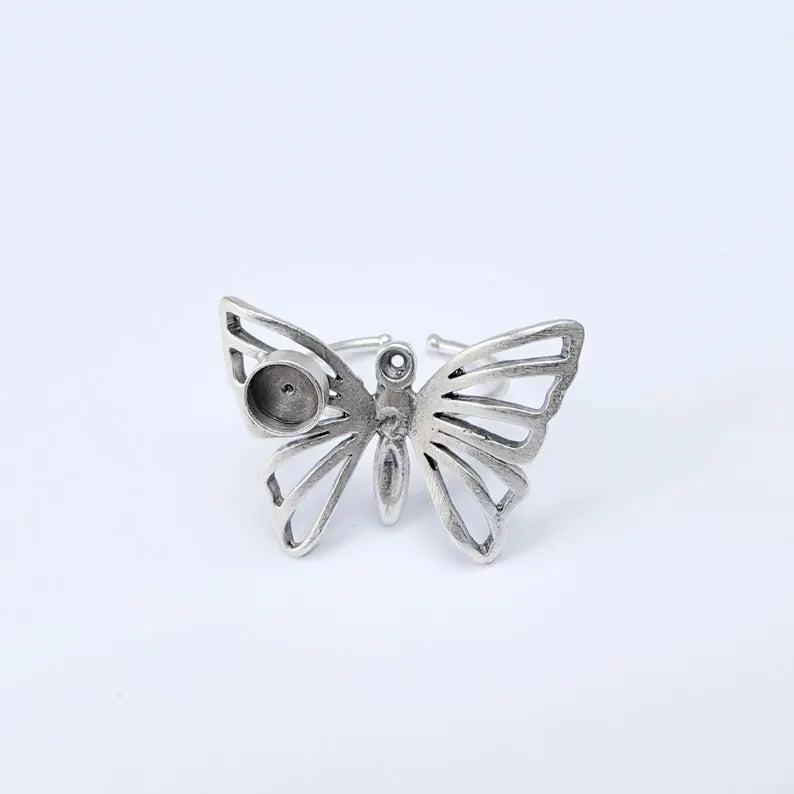 Butterfly Adjustable Ring with 6mm Bezel, Brass Nickel Free Lead Free G37567