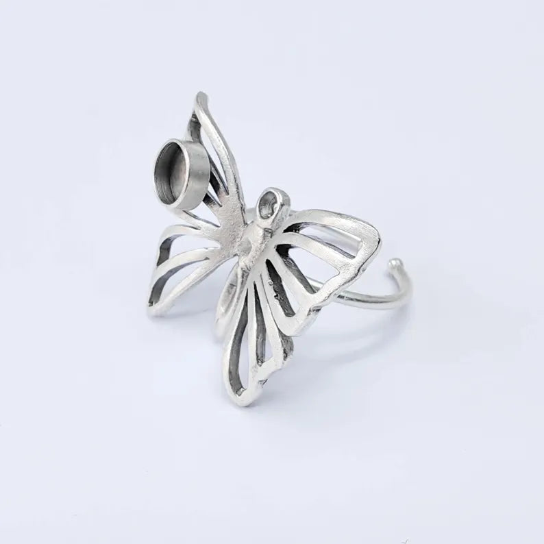Butterfly Adjustable Ring with 6mm Bezel, Brass Nickel Free Lead Free G37567