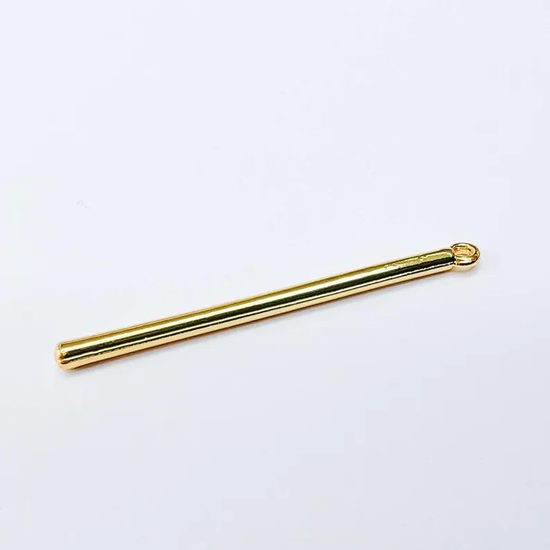 4 Minimalist Bar Pendant 40x2mm, Vertical Stick Charm, 24k Shiny Gold Zamac, Nickel Free, Lead Free, G37546