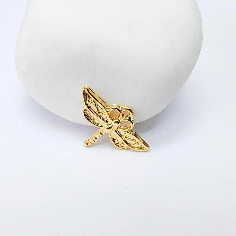 2 Dragonfly Charm 21x15mm, 24k Shiny Gold Plated Zamak Pendant, Nickel Free, Lead Free, Jewelry Making Supplies G37548