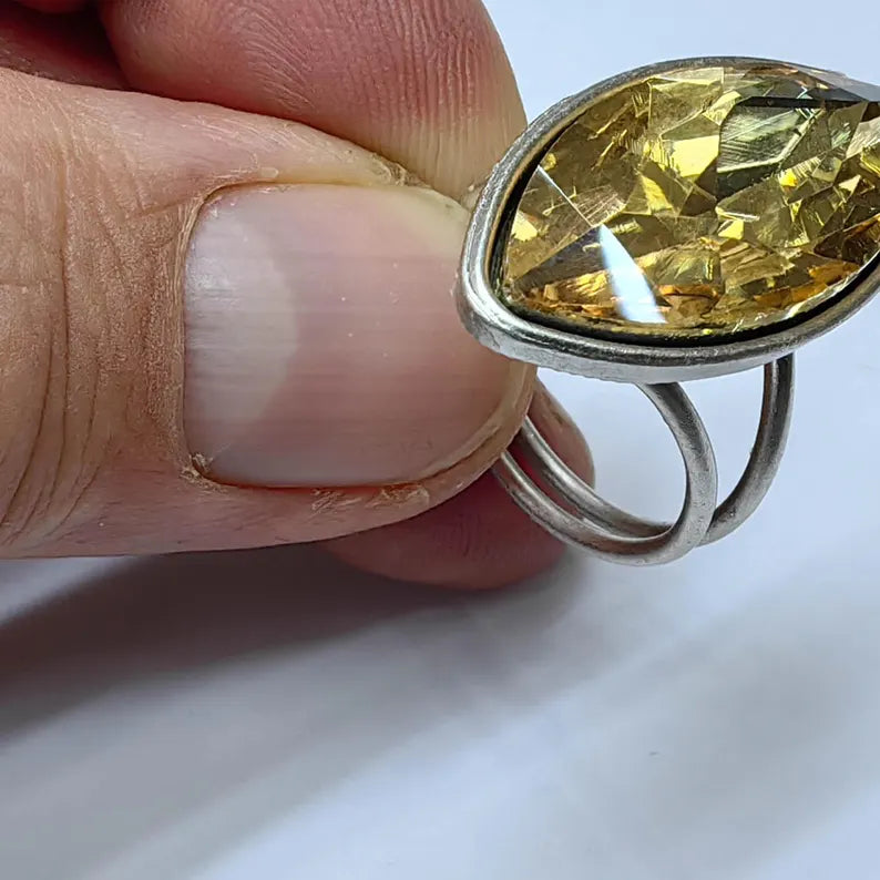 Marquise Cabochon Ring Base, 26x13mm Stone Setting, Adjustable Ring, Antique Silver Plated G37554