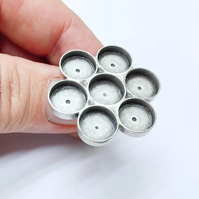 Multi Bezel Ring Base, Adjustable Flower Setting, 10mm Round Cabochon Holder G37557