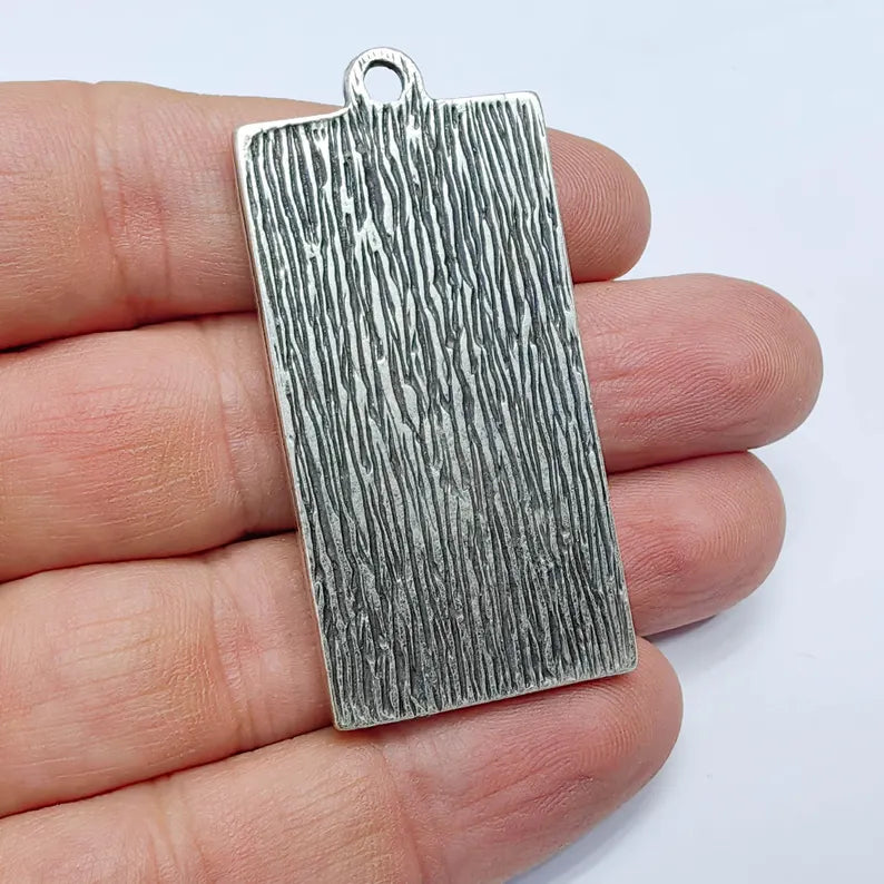Rectangle Pendant Blank, 48×24mm Bezel, Antique Silver, Zamac Jewelry Setting, G37598