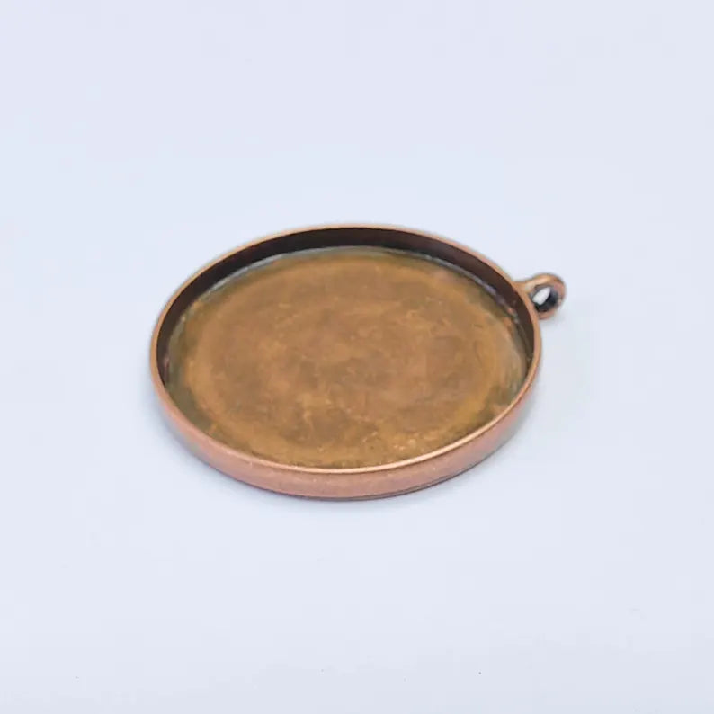Round Pendant Blanks, Resin Bezel Bases, Mosaic Mountings, Antique Copper Plated (40mm) G37601
