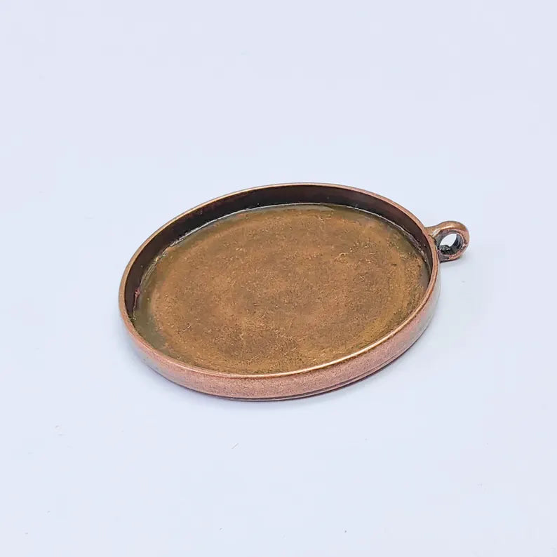 Round Pendant Blanks, Resin Bezel Bases, Mosaic Mountings, Antique Copper Plated (40mm) G37601