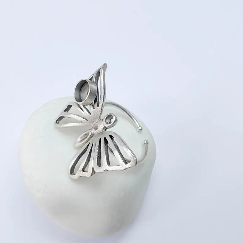 Butterfly Adjustable Ring with 6mm Bezel, Brass Nickel Free Lead Free G37567