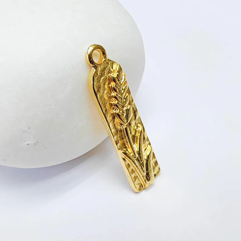 Lavender Charm, Wheat Pendant, Nature Bracelet Earring, 24k Plated G37614