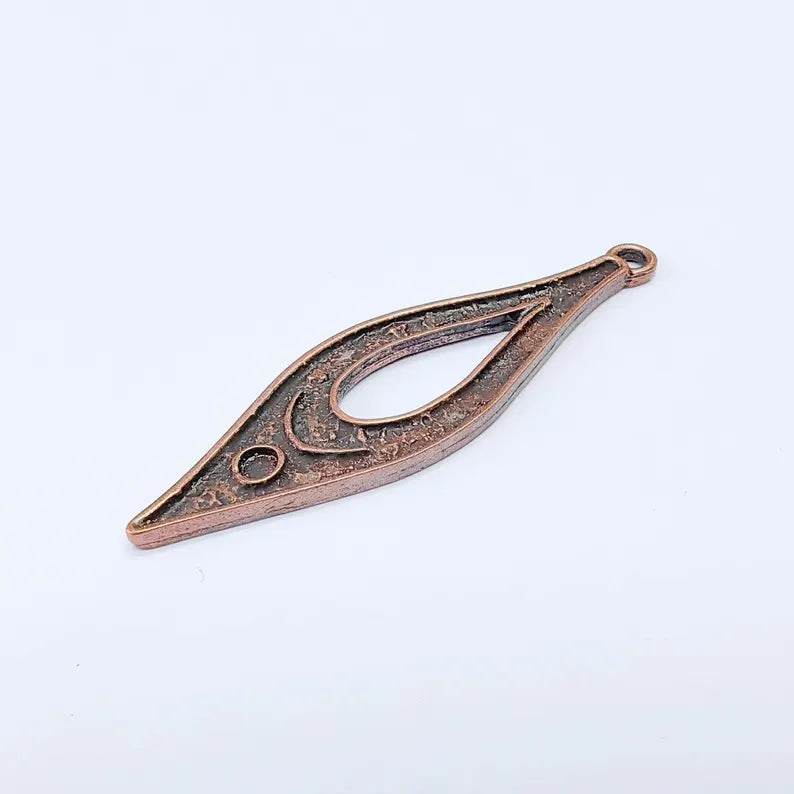 Teardrop Shape Pendant, 60×17mm Drop Earring Charm, Antique Copper Plated G37592