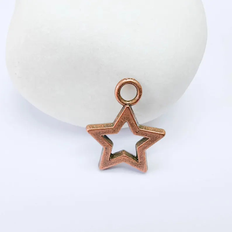 4 Star Charm Pendant, Openwork Copper Earring Bracelet Charm Star, 20×16mm G37594