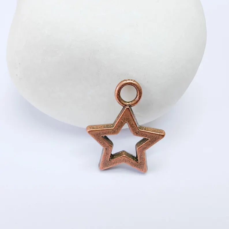 4 Star Charm Pendant, Openwork Copper Earring Bracelet Charm Star, 20×16mm G37594
