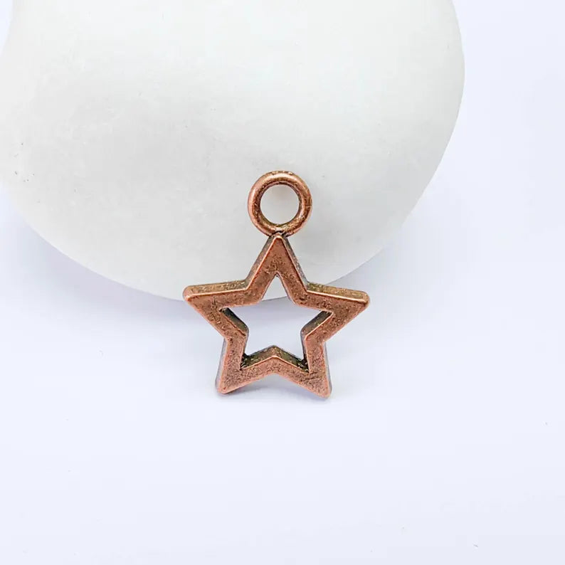 4 Star Charm Pendant, Openwork Copper Earring Bracelet Charm Star, 20×16mm G37594